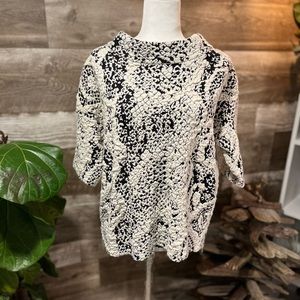 French Connection Black and Cream Snake Print Top